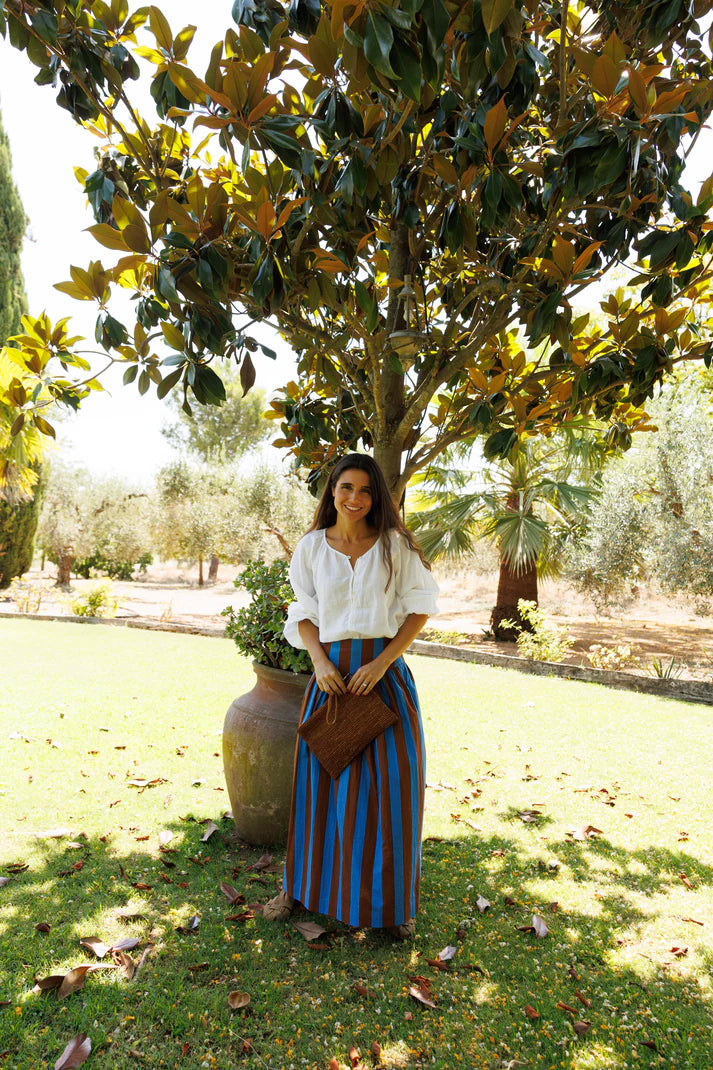 FALDA RAYAS MARRÓN Y AZUL