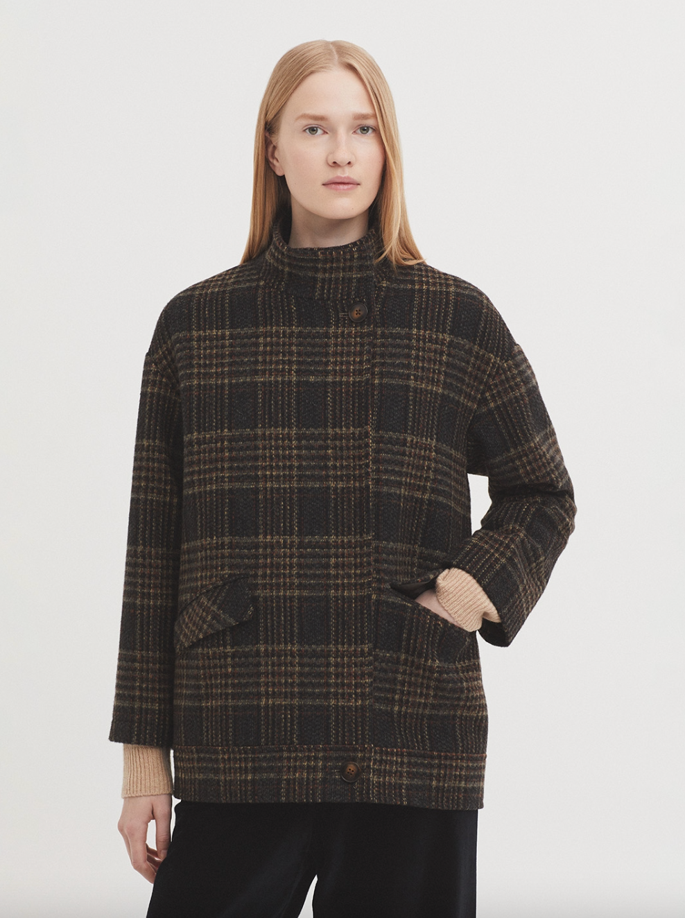 CHAQUETÓN DE CUADROS MEZCLA LANA