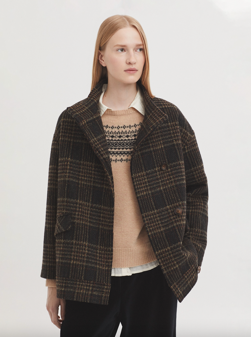 CHAQUETÓN DE CUADROS MEZCLA LANA