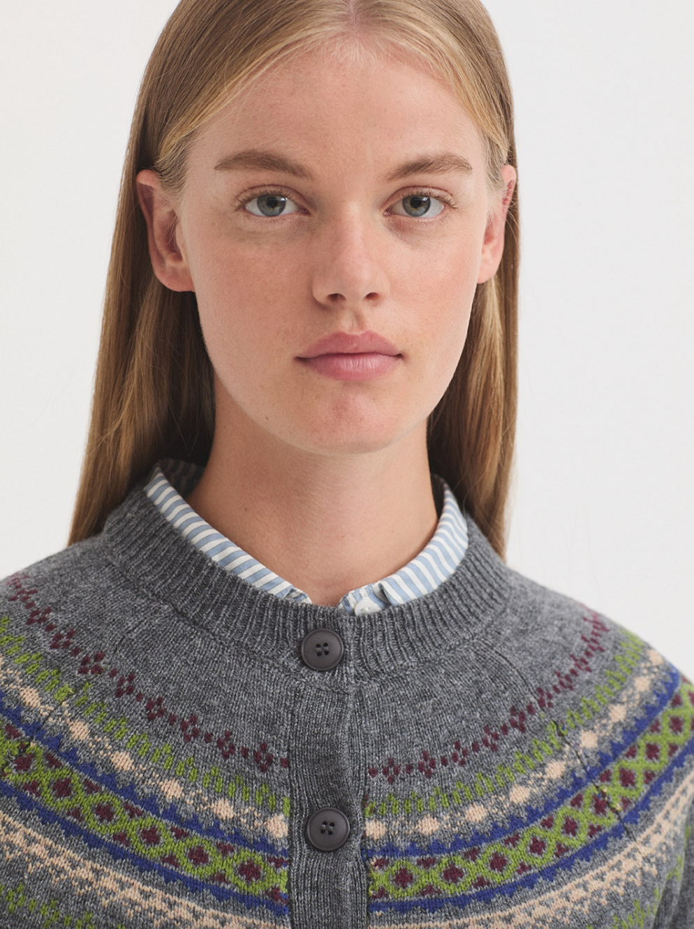 CHAQUETA JACQUARD GRECA GRIS EN LANA