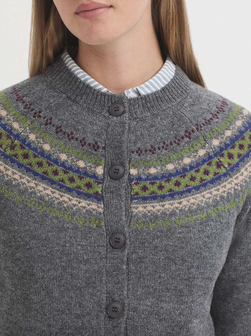 CHAQUETA JACQUARD GRECA GRIS EN LANA