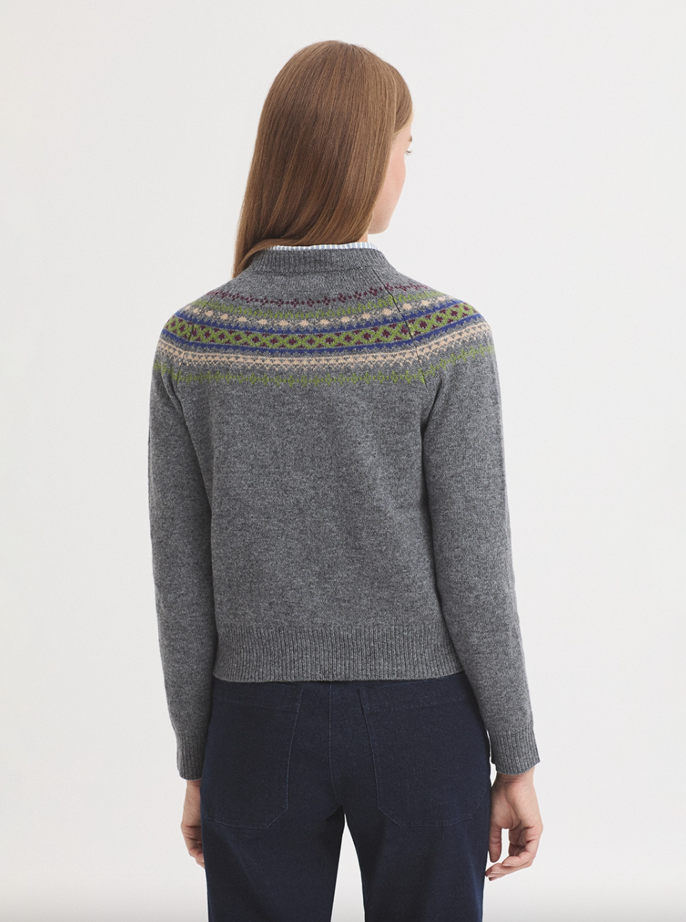 CHAQUETA JACQUARD GRECA GRIS EN LANA