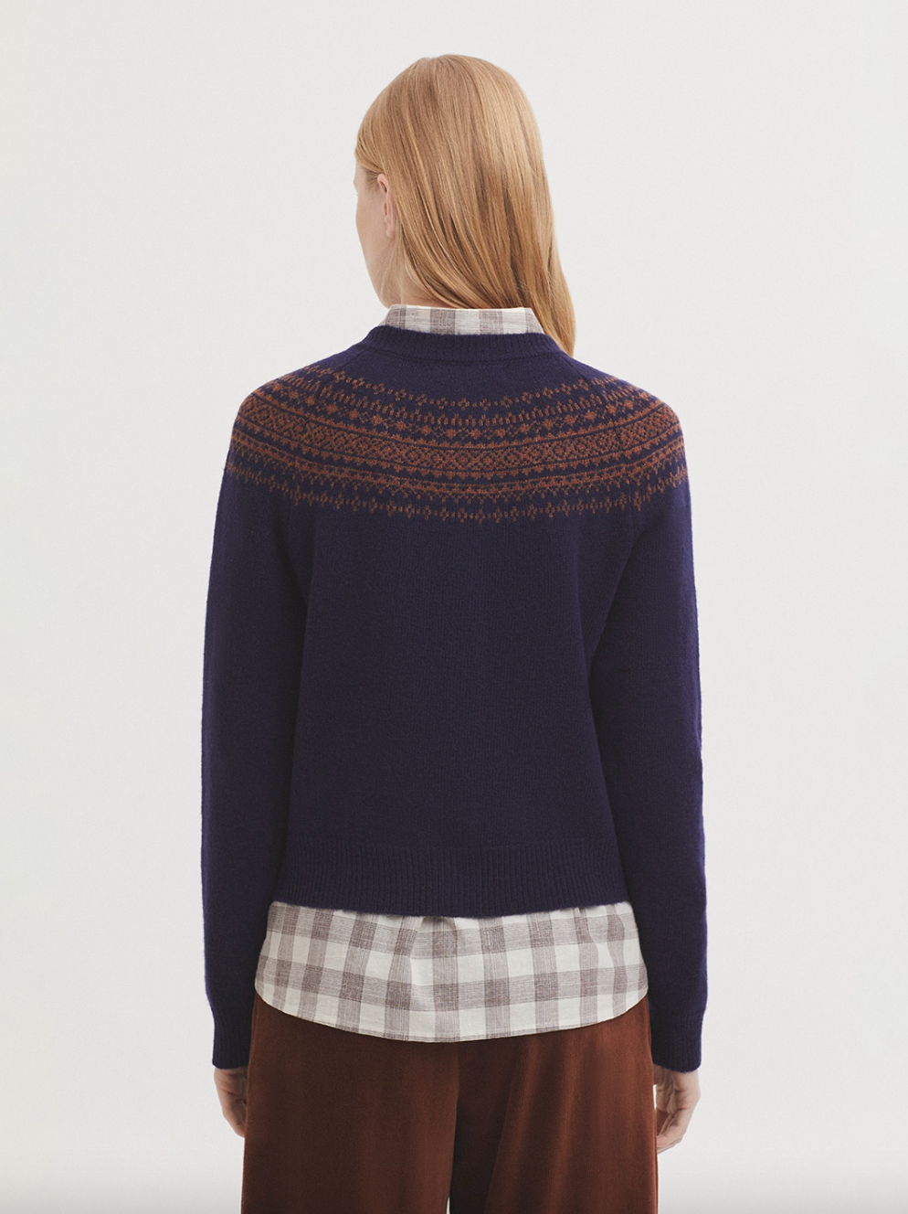 CHAQUETA JACQUARD GRECA AZUL EN LANA