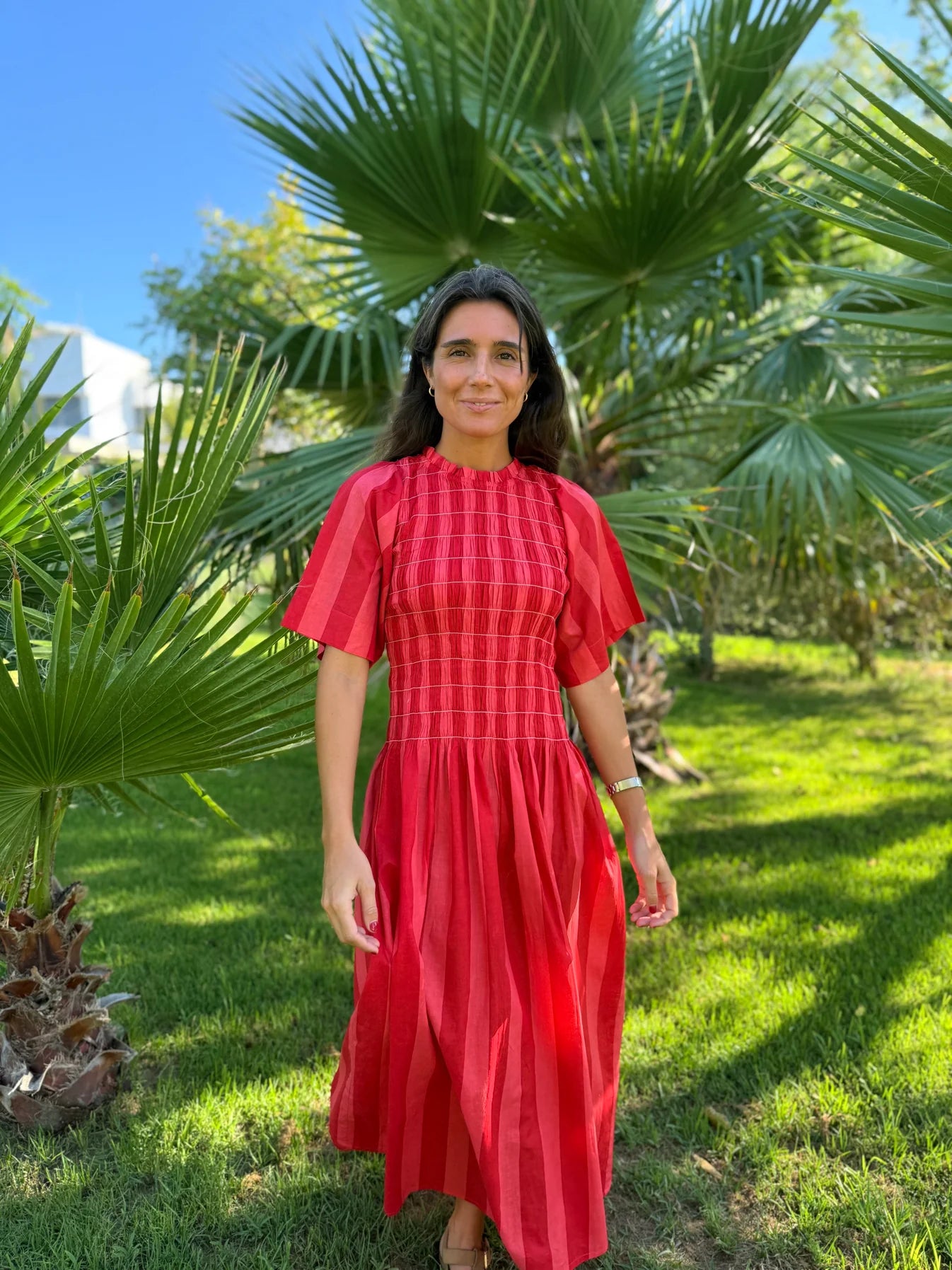 VESTIDO RAYAS ROJO