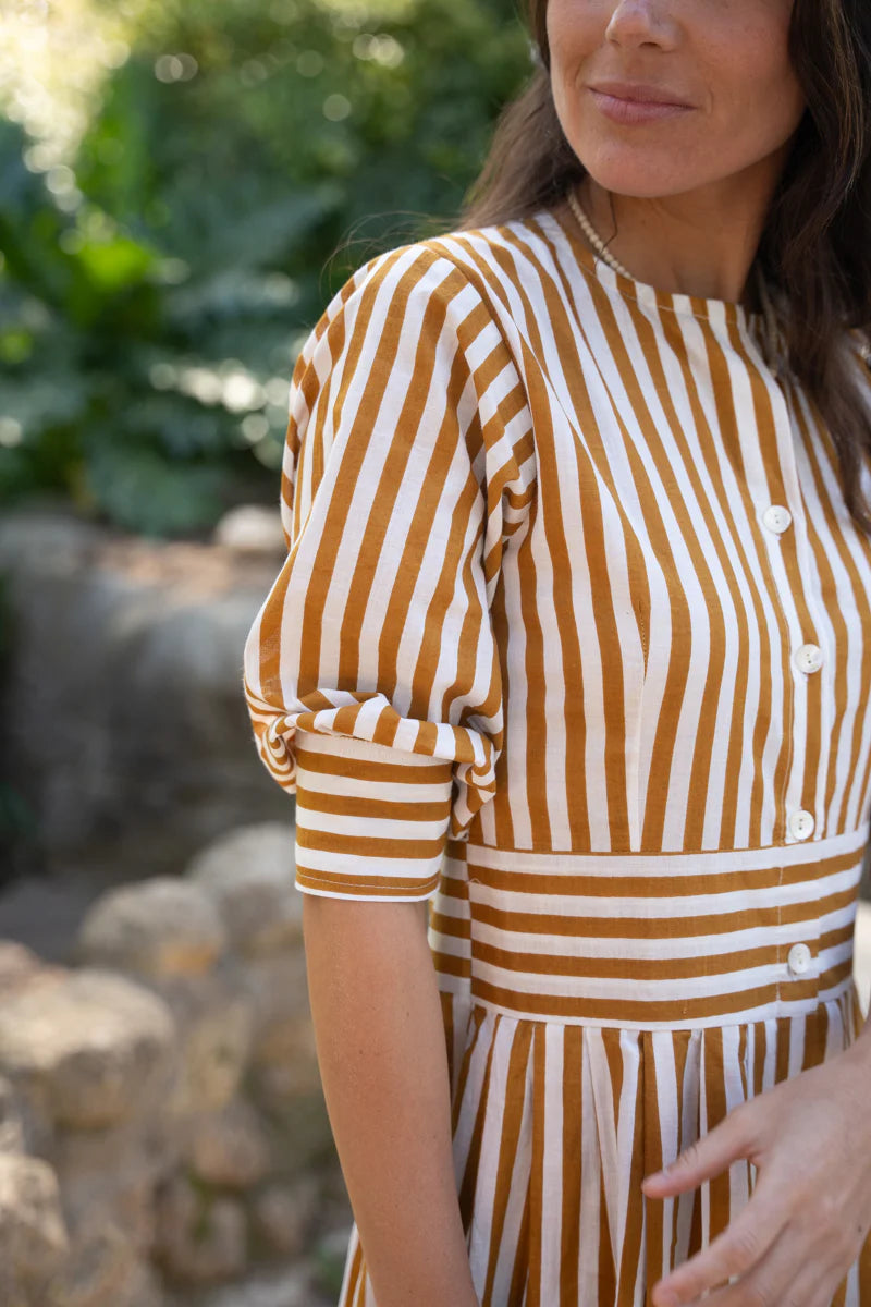 VESTIDO RAYAS OCRE
