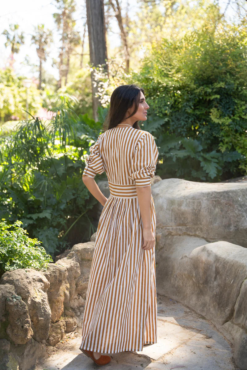 VESTIDO RAYAS OCRE