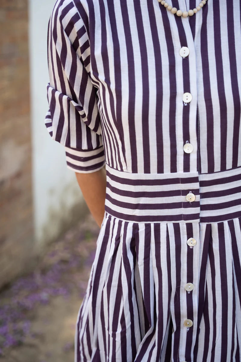 VESTIDO RAYAS MORADO