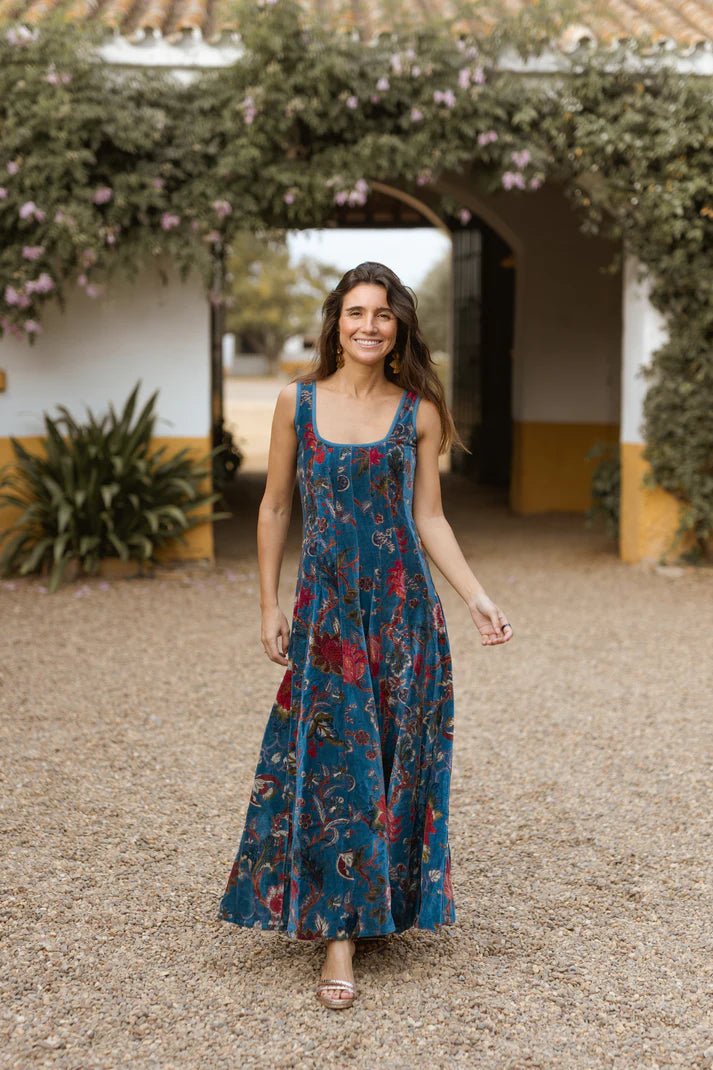 VESTIDO TERCIOPELO AZUL