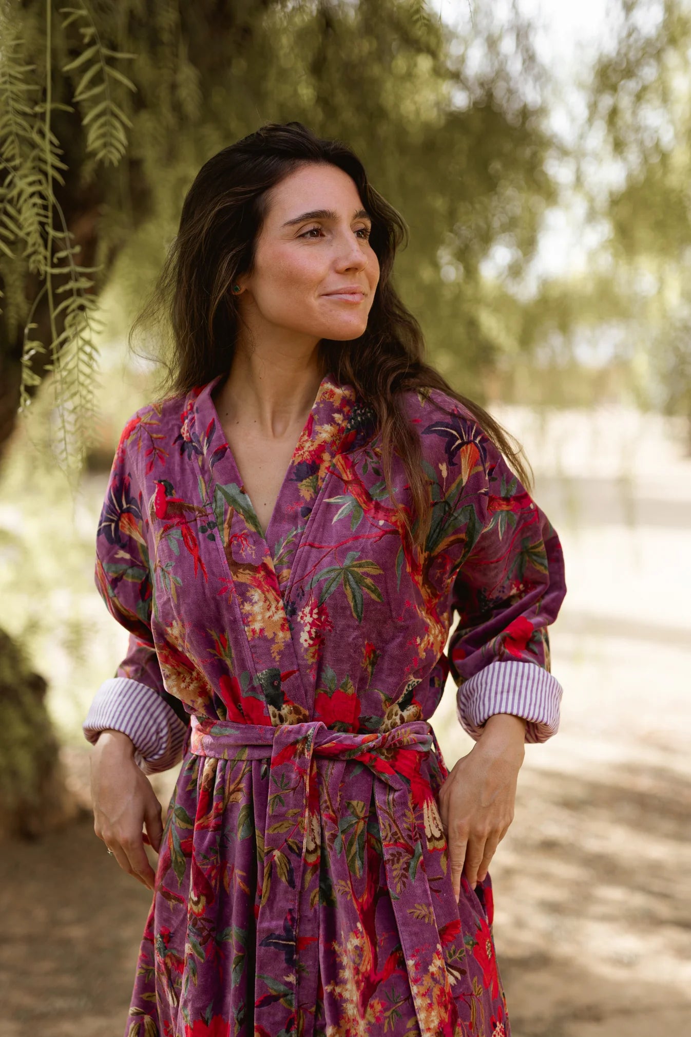 KIMONO TERCIOPELO MALVA