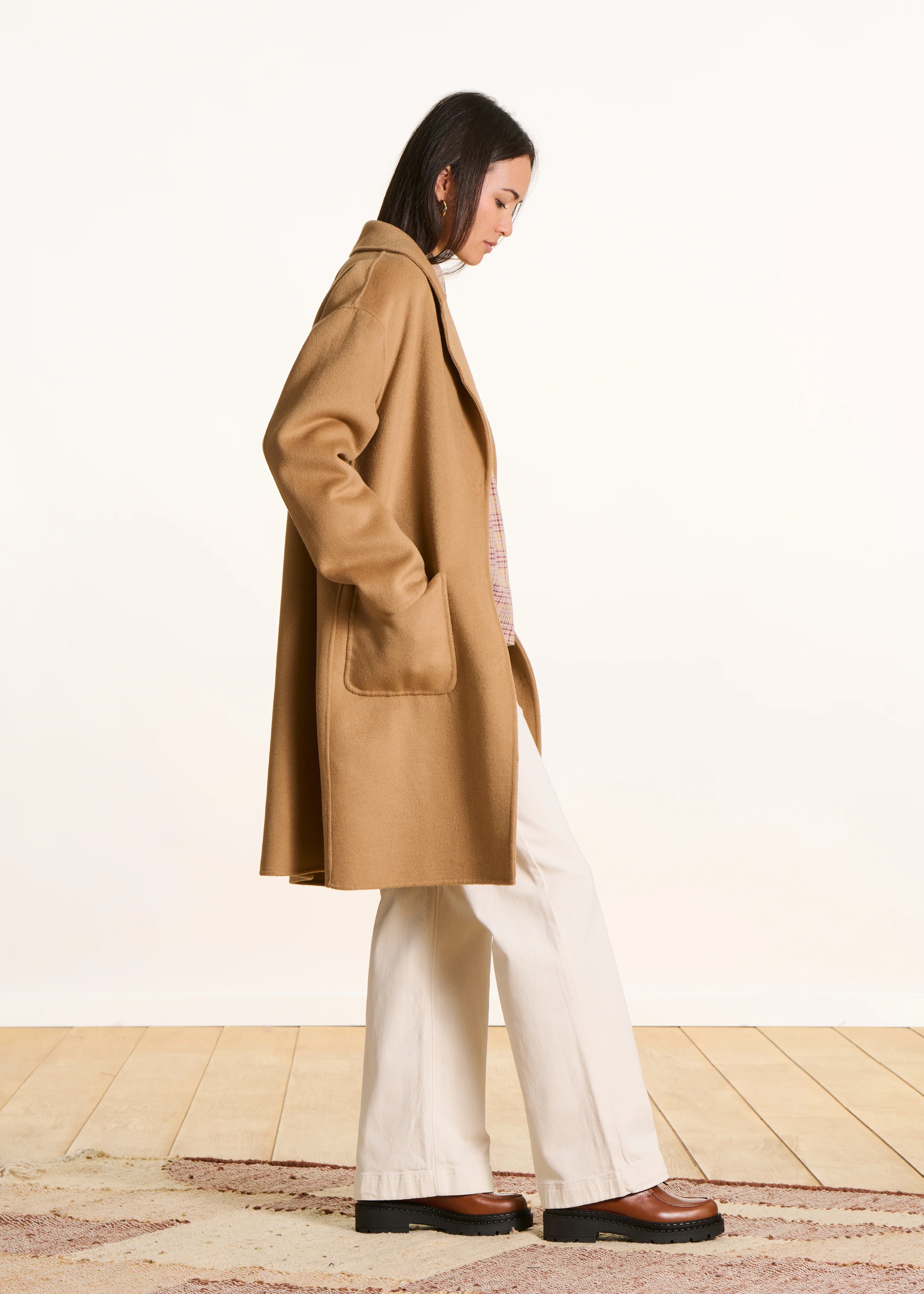 ABRIGO MIDI CAMEL DE LANA
