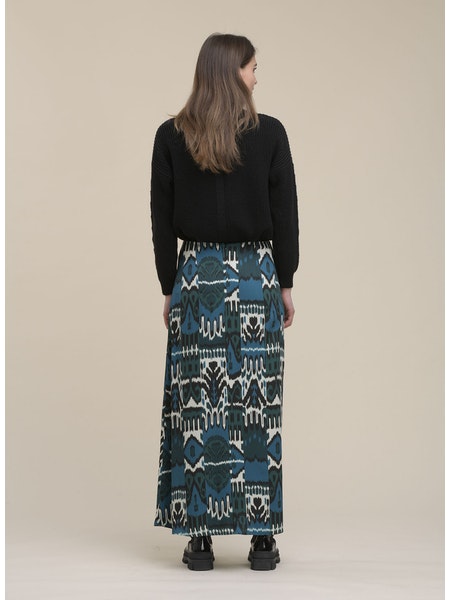 Printed skirt with gathering