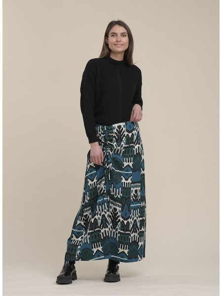 Printed skirt with gathering