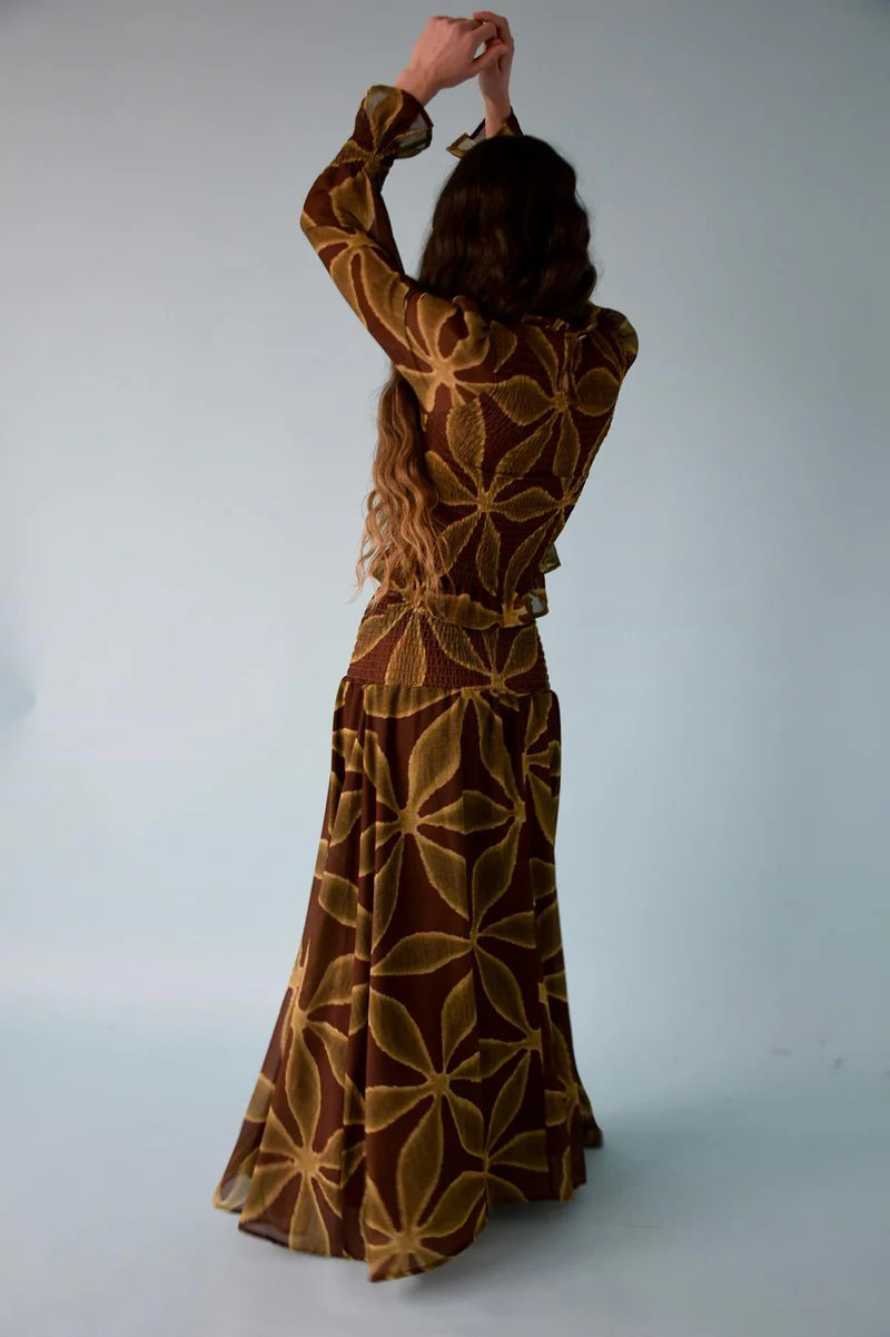 FALDA TRÉBOL VERDE Y MARRÓN