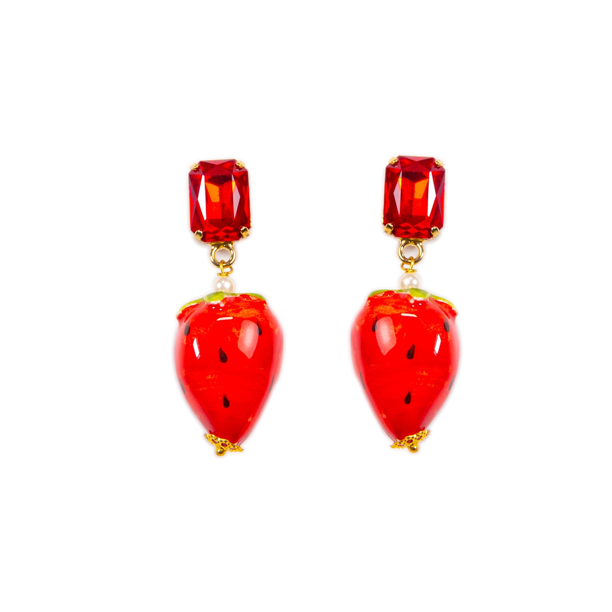 Rosso ceramic long earrings