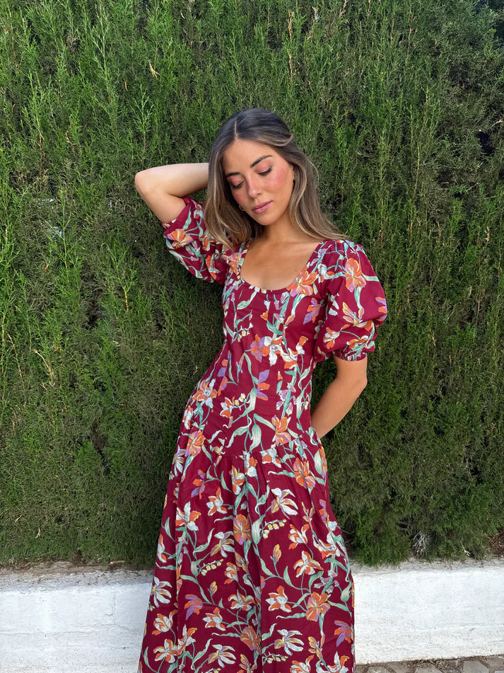 VESTIDO ALGODÓN BURDEOS