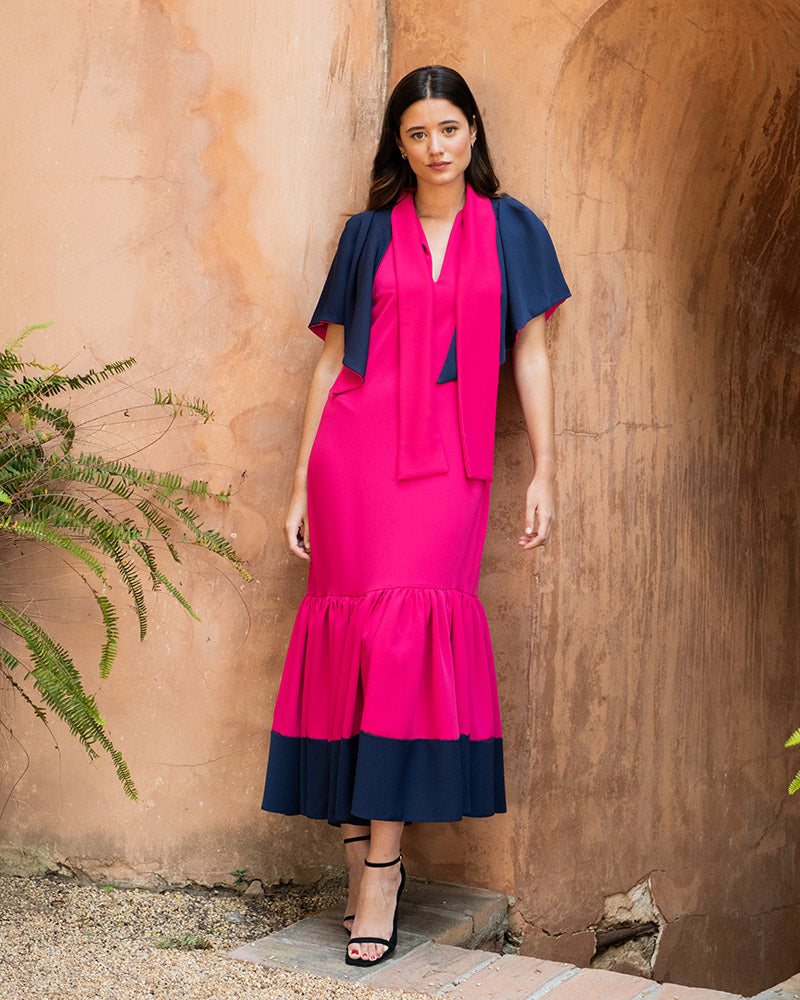 VESTIDO SALINA FUCSIA Y NOCHE