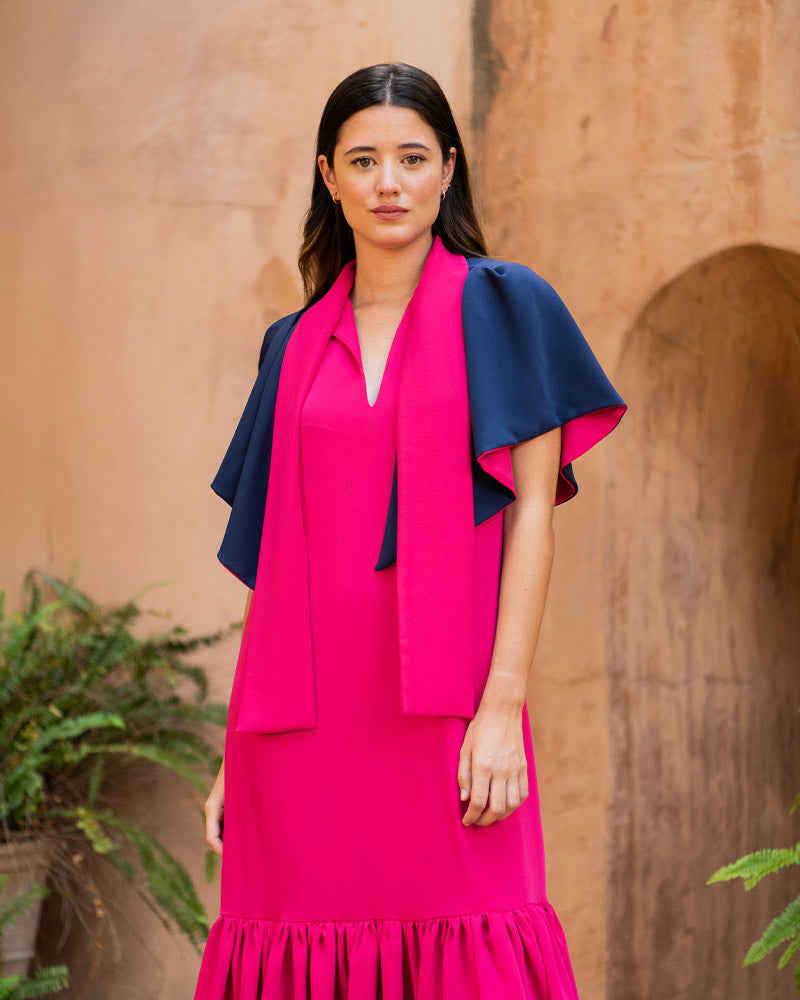 VESTIDO SALINA FUCSIA Y NOCHE