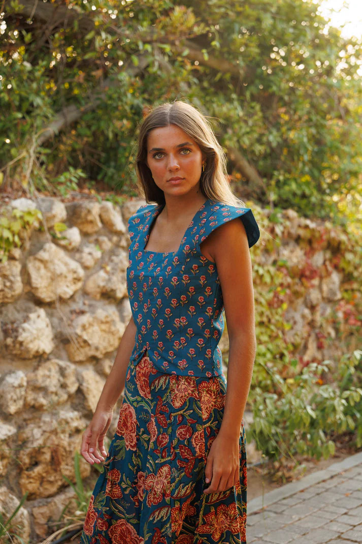 TOP ALGODÓN AZUL PETRÓLEO