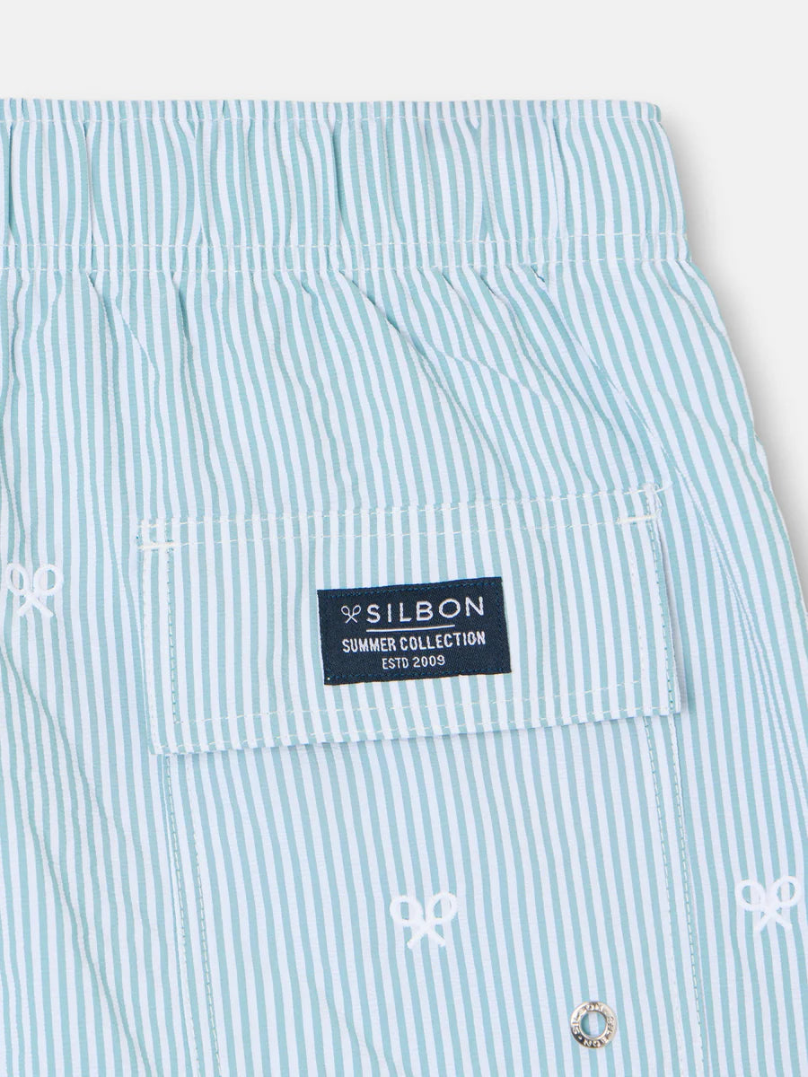 BAÑADOR RAYAS FINAS LOGO VERDE