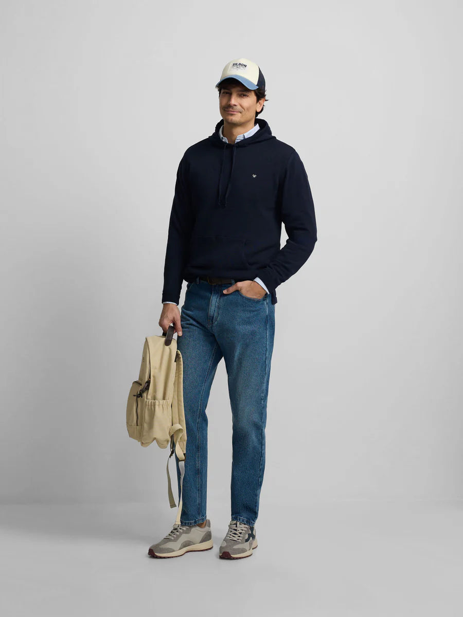 JERSEY LISO CAPUCHA AZUL MARINO