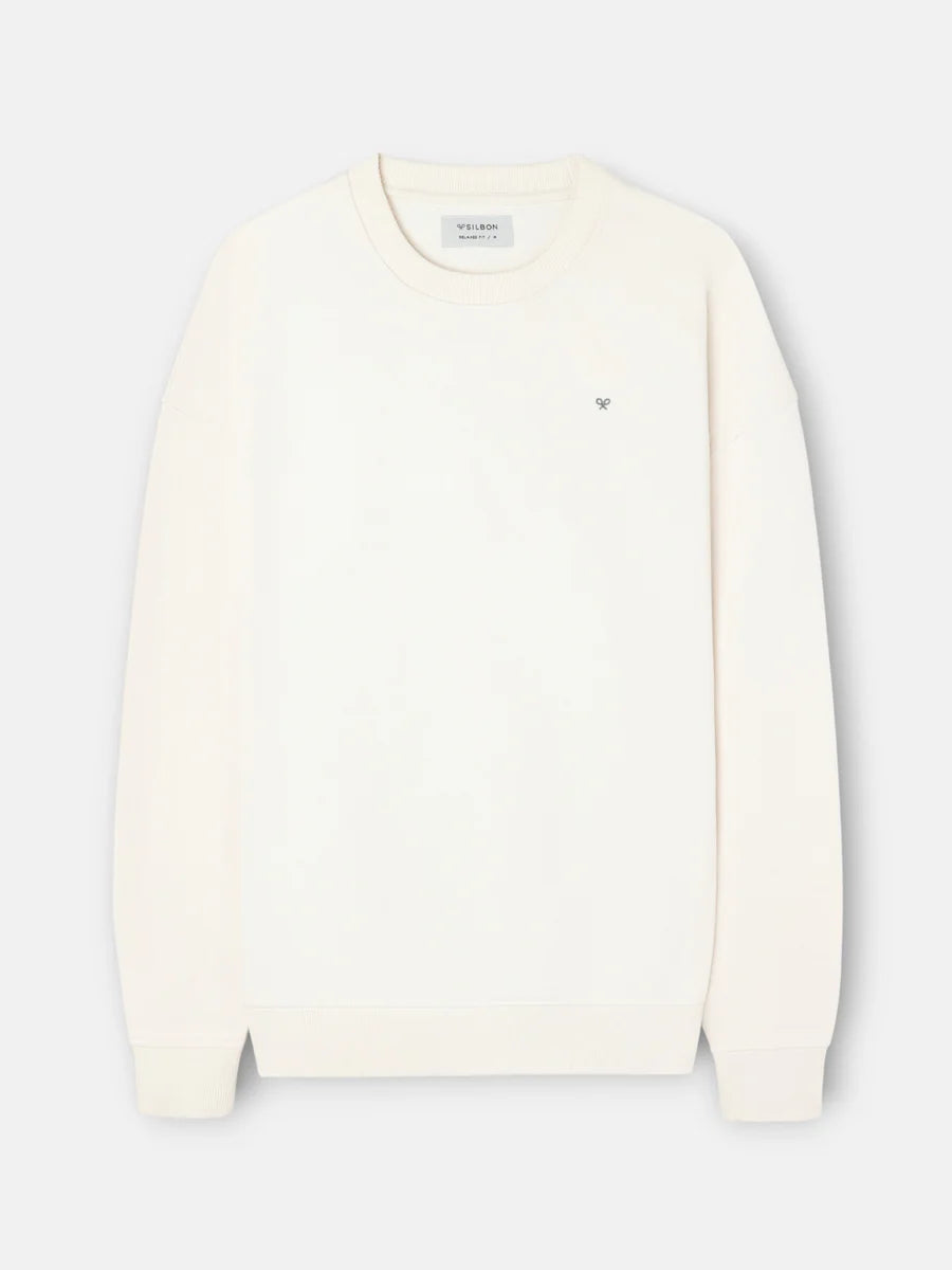 SUDADERA RELAXED FIT PLANS CREMA