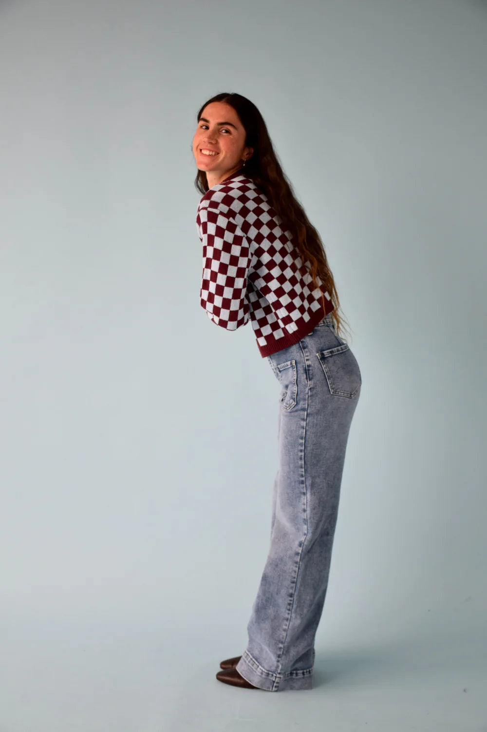 CÁRDIGAN MARTINA BURGUNDY Y CELESTE