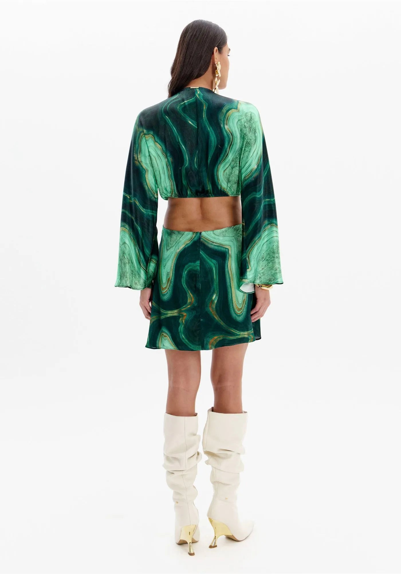 VESTIDO CORTO ESTAMPADO CON ARO Y MANGA LARGA