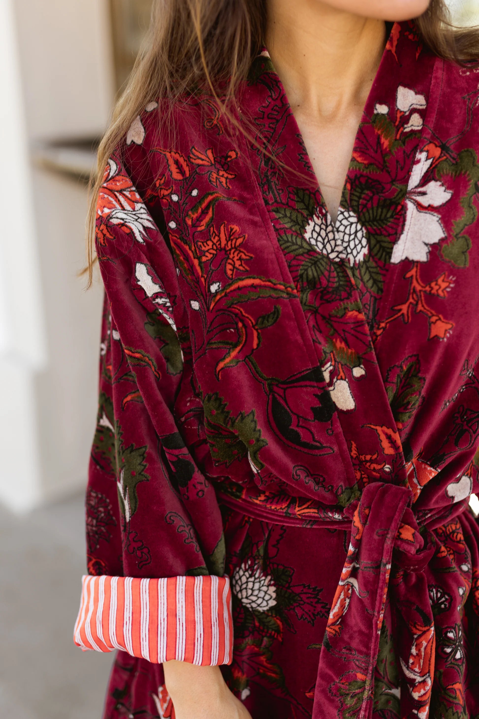 KIMONO TERCIOPELO BURDEOS