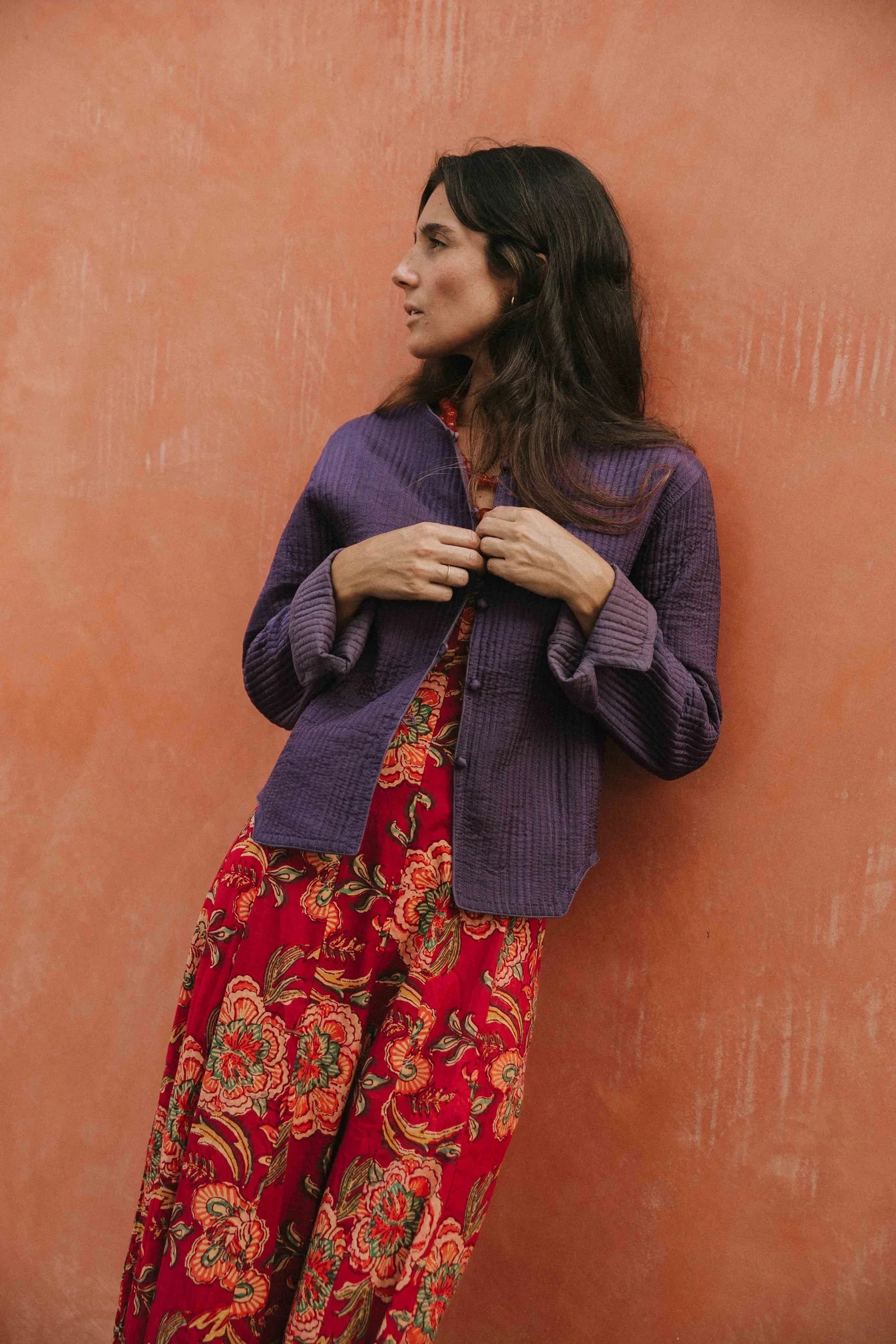 CHAQUETA SEDA MORADA