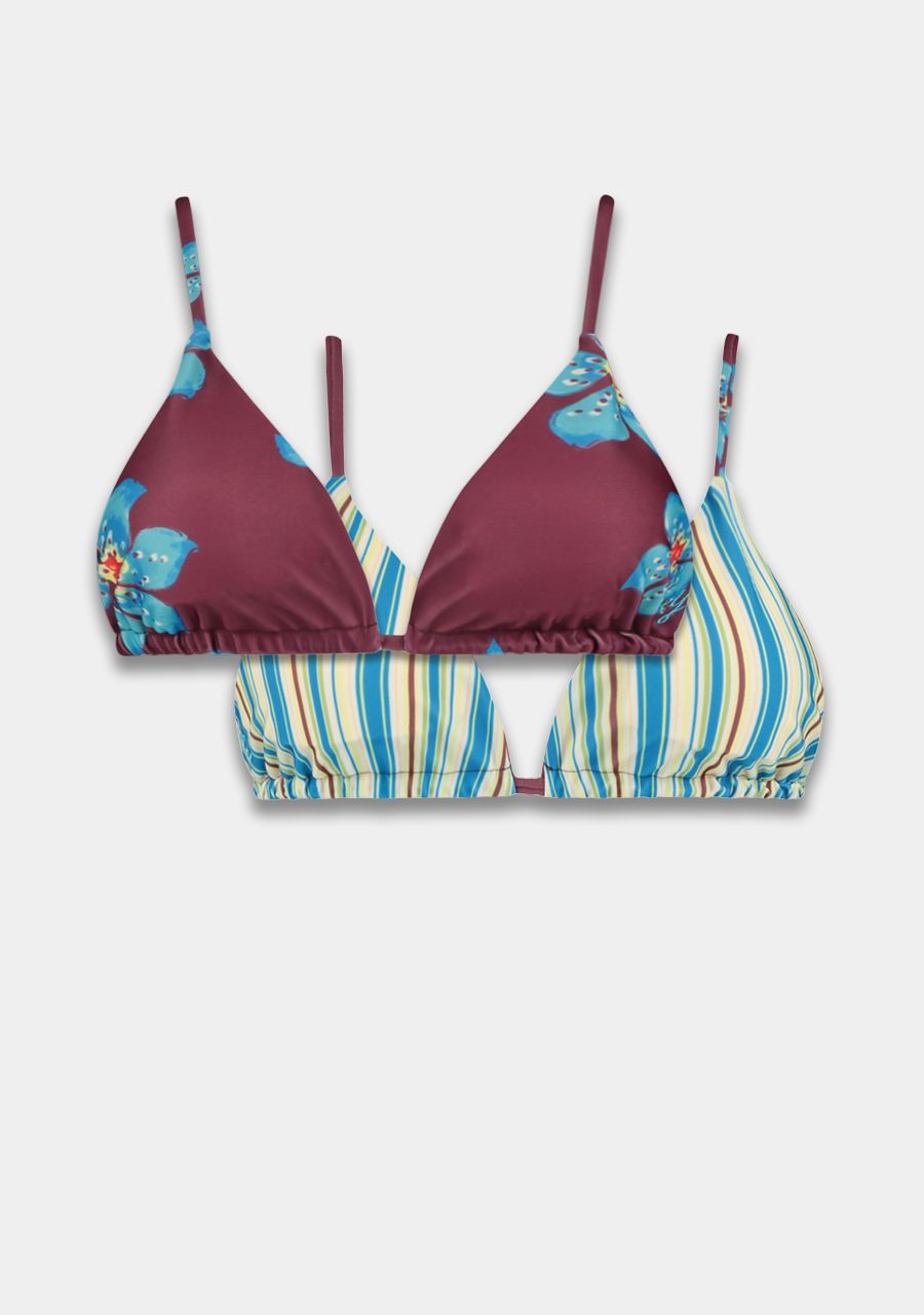 BIKINI REVERSIBLE NOVA&LINA TROPICAL FLOWER/STRIPES