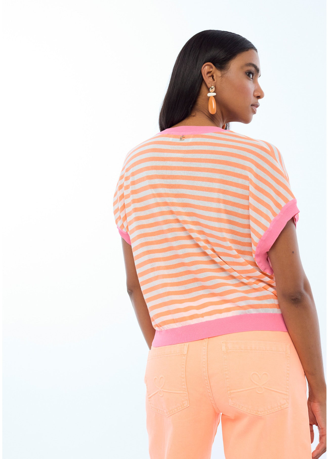 JERSEY MANGA CORTA RAYAS BICOLOR NARANJA-ROSA