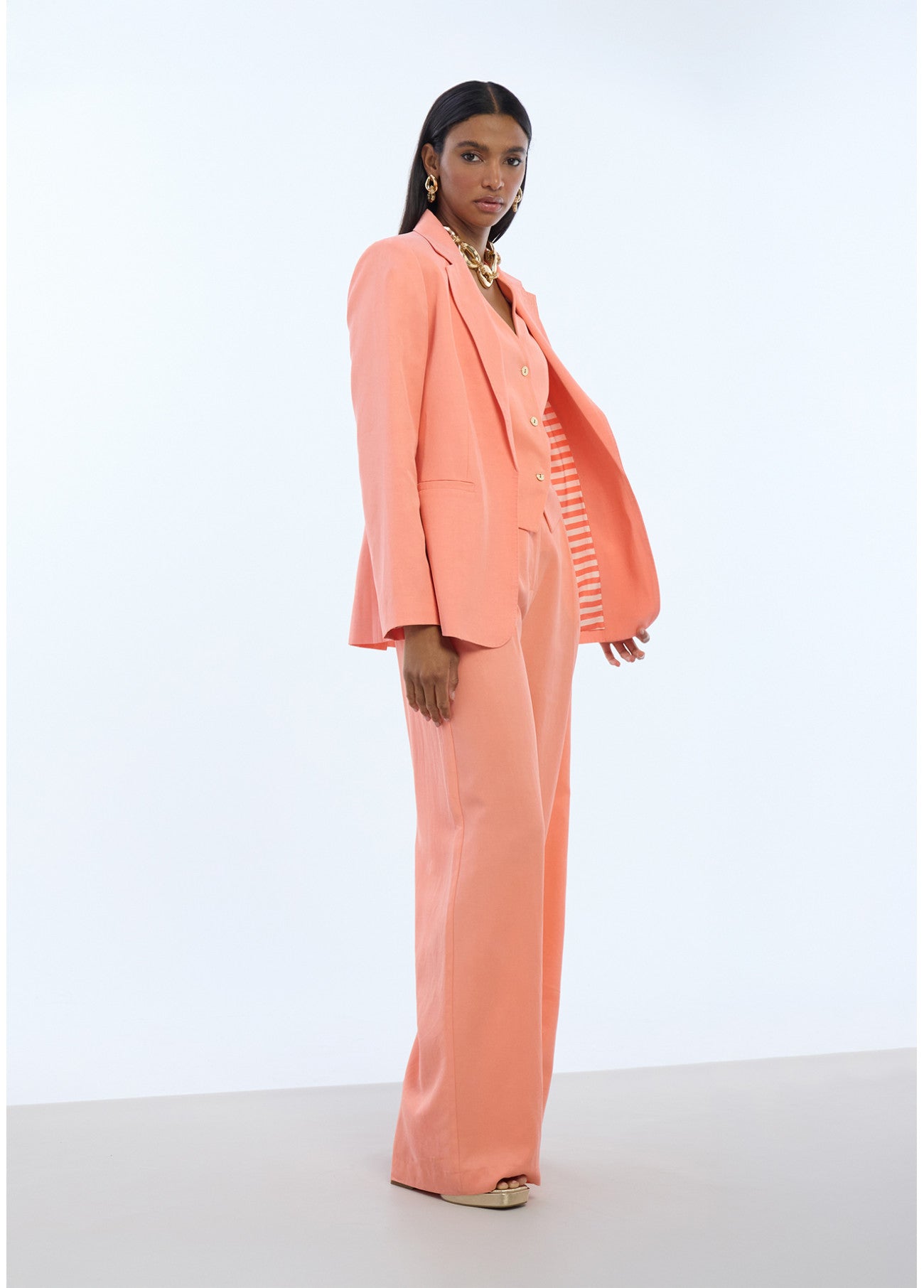 PANTALÓN PALAZZO PINZAS CORAL