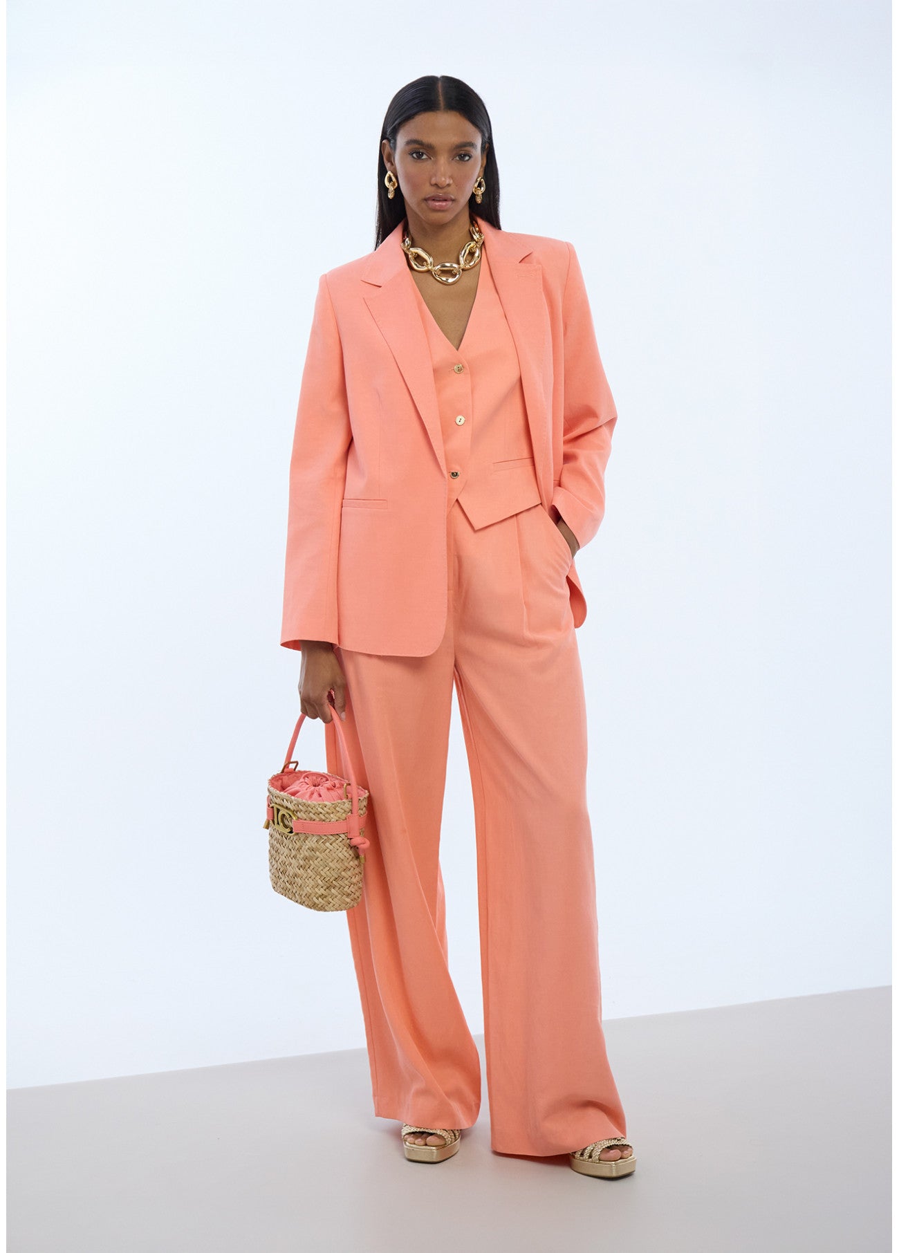 PANTALÓN PALAZZO PINZAS CORAL
