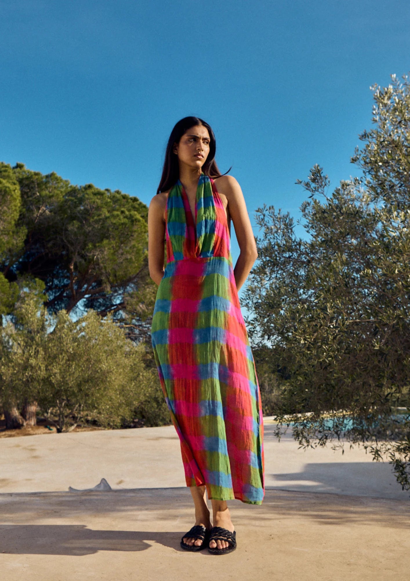 VESTIDO HALTER TIE-DYE MADRAS