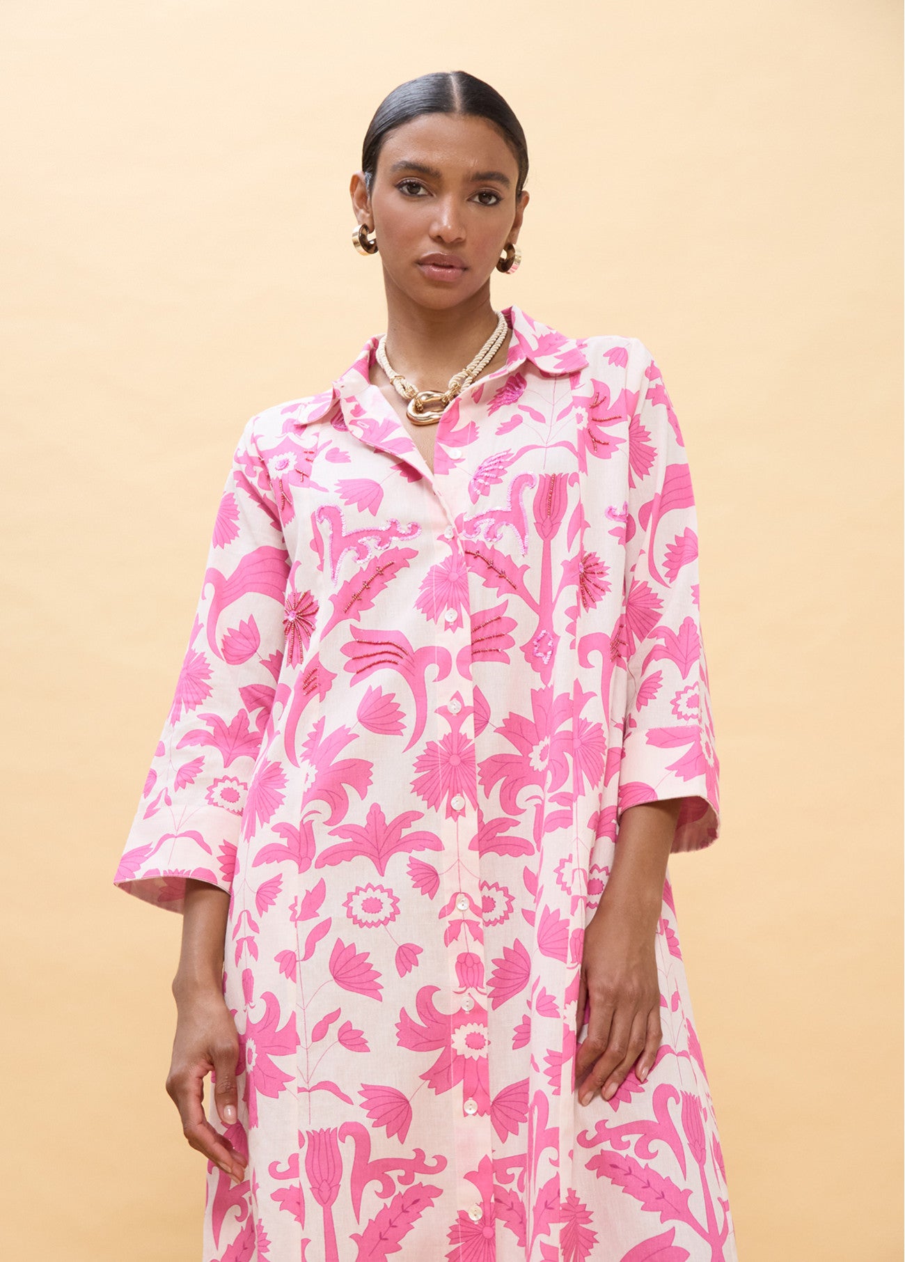 VESTIDO MANGA LARGA ESTAMPADO FLORES