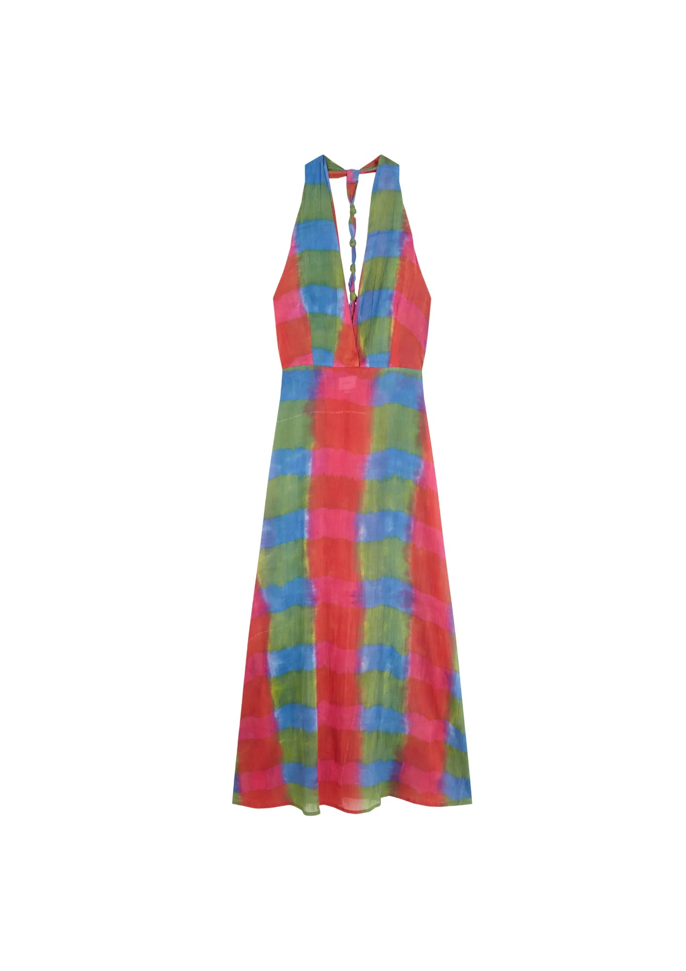 VESTIDO HALTER TIE-DYE MADRAS