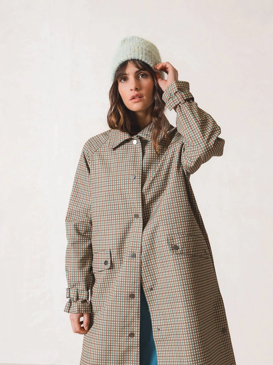 CHECKED MAXI TRENCH