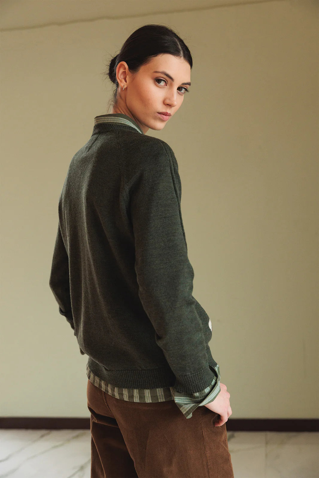 JERSEY ROMBOS MERINO OLIVA