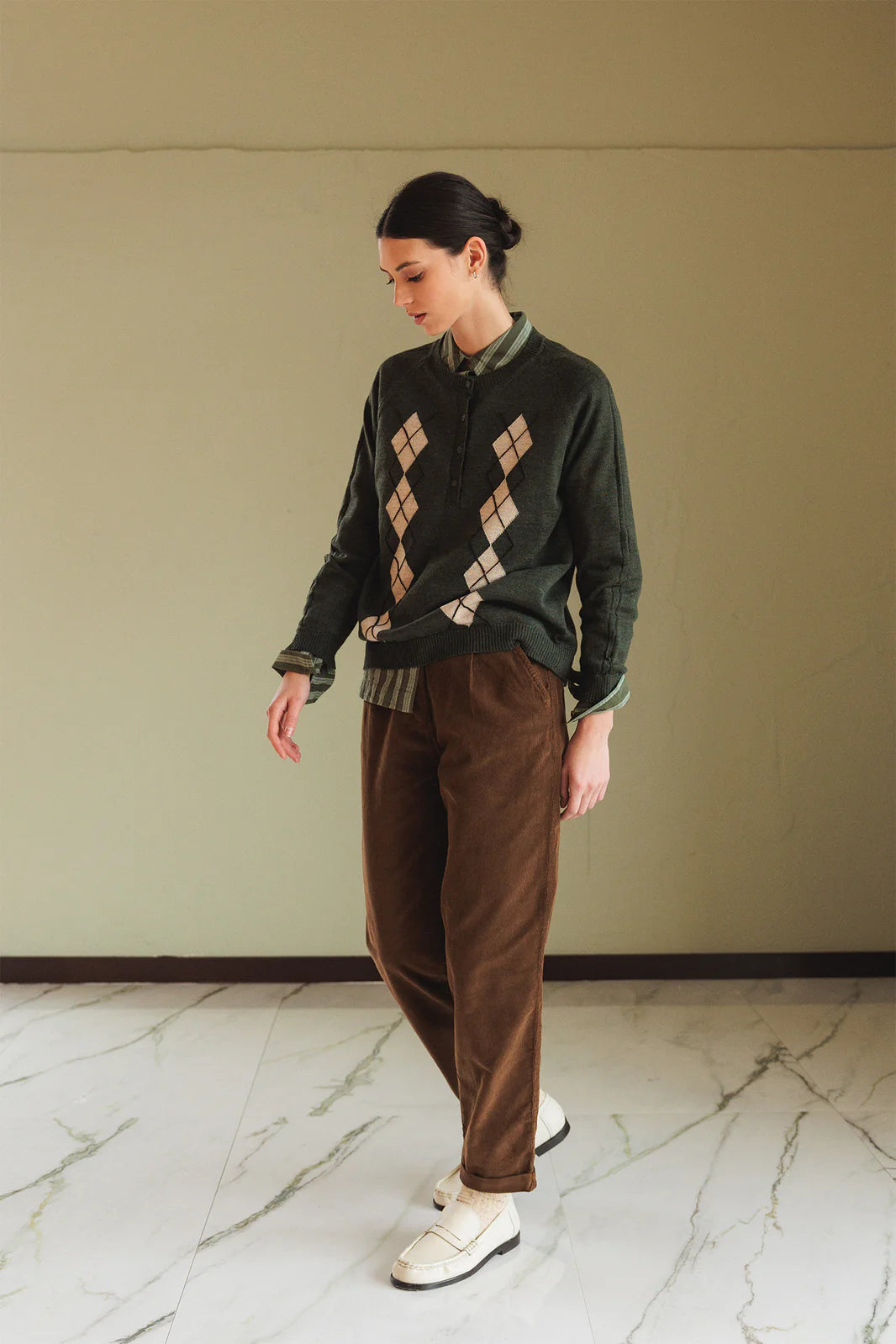 JERSEY ROMBOS MERINO OLIVA