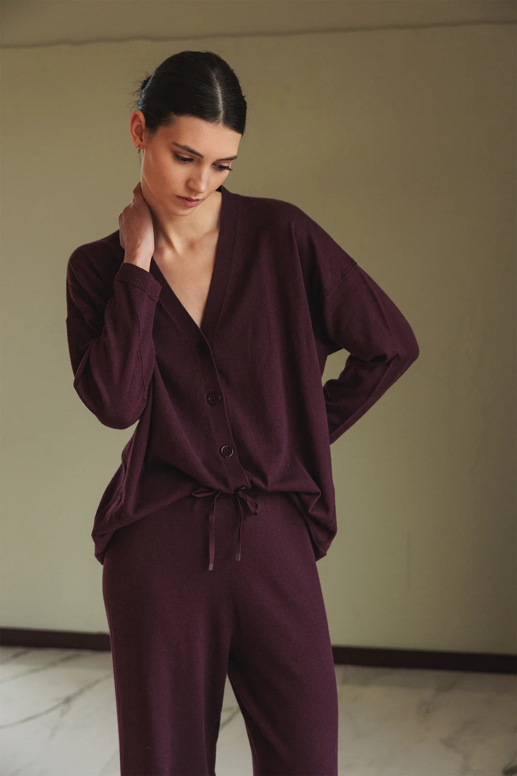 PANTALÓN AMPLIO SEAWOOL BERENJENA
