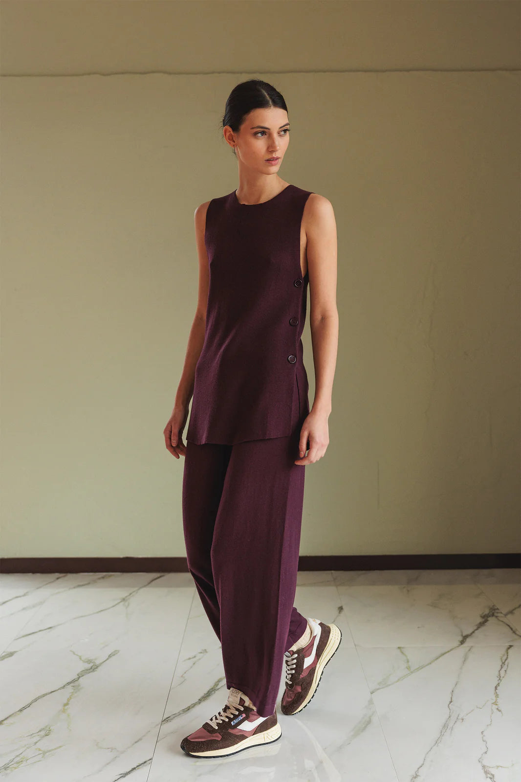 PANTALÓN AMPLIO SEAWOOL BERENJENA