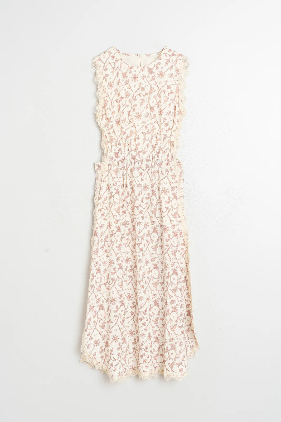 VESTIDO LARGO ENCAJE CRUDO