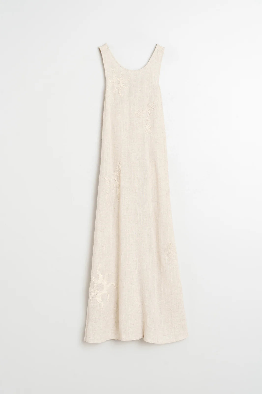 VESTIDO BORDADO NATURALEZA LINO