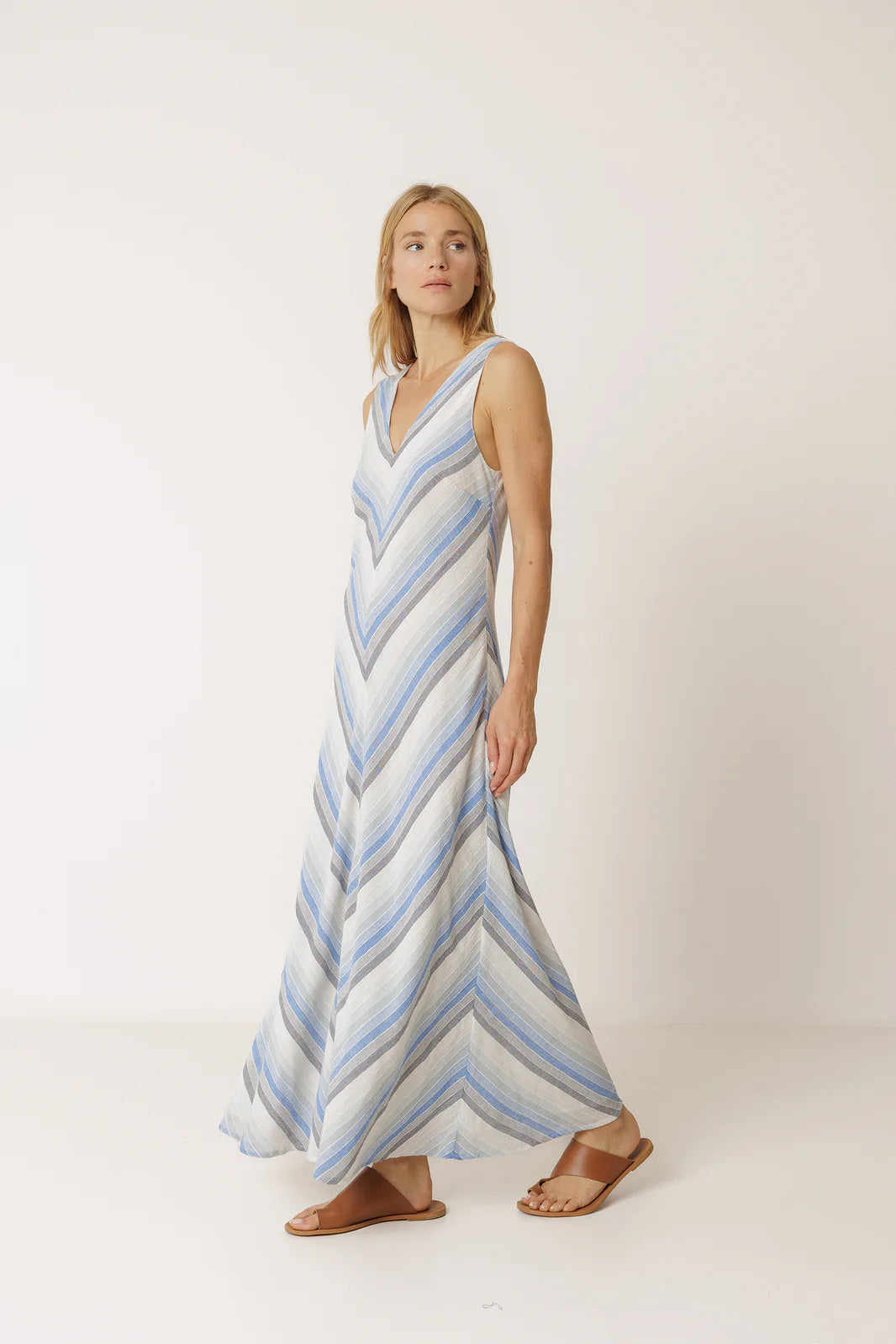 MAXI VESTIDO RAYAS AZUL