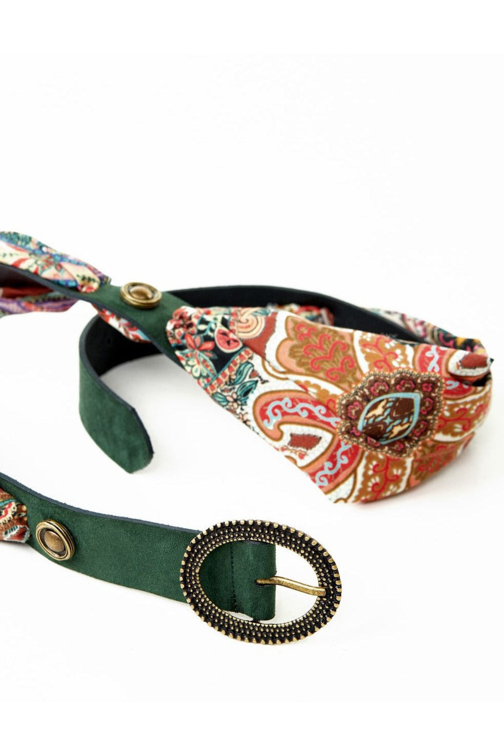 PASLEY AND LEATHER PRINTED BELT